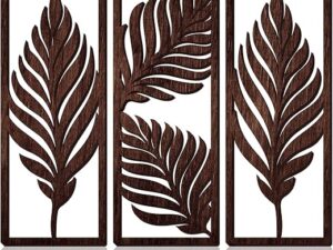 3 Pcs Boho Wooden Leaf Wall Decor