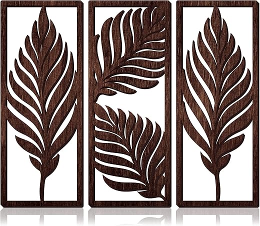 3 Pcs Boho Wooden Leaf Wall Decor